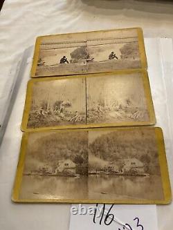 116 Steroview Photos Niagara Fall Erie Canal & Maple Sugar 3 Cards Civil War Era