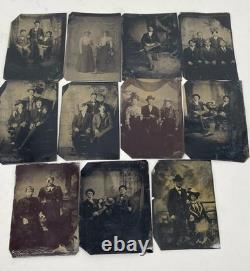 11 Antique Tintype Photographs 1800s Portraits Civil War Era