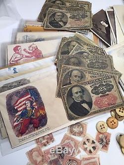 13 CIVIL War Items Buttons-photos+coins+currency+stamps+political+militaria#%50