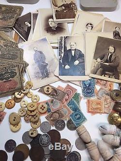 13 CIVIL War Items Buttons-photos+coins+currency+stamps+political+militaria#%50
