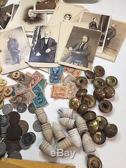 13 Pc CIVIL War Lot Csa/unionbutton+coins+currency+photos+stamps+political(d30)