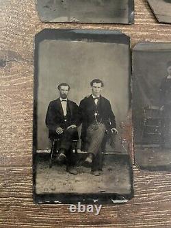 14 Antique Tintype Collection Lot Civil War Indian War Era Soldier Gay Interest