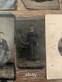 14 Antique Tintype Collection Lot Civil War Indian War Era Soldier Gay Interest