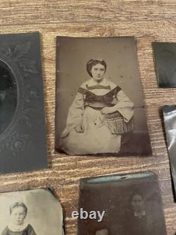 14 Antique Tintype Collection Lot Civil War Indian War Era Soldier Gay Interest