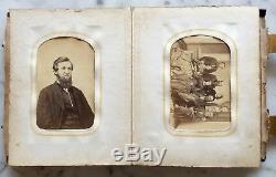 1800's Antique Photograph Leather Album Civil War Era PhotosDaguerreotypes ETC