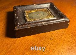 1800's Civil War Wood Framed Daguerreotype with Brass Mount Victorian Antique