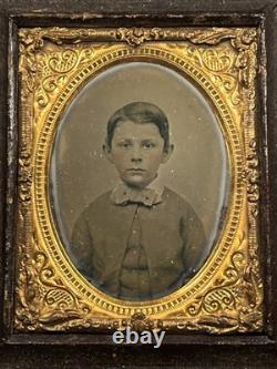 1800's Civil War Wood Framed Daguerreotype with Brass Mount Victorian Antique