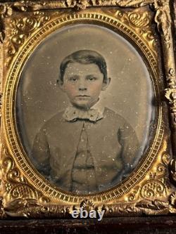 1800's Civil War Wood Framed Daguerreotype with Brass Mount Victorian Antique