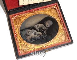 1800's POST MORTEM of Beautiful Baby Girl Ambrotype withQuill Written POEM RARE