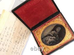 1800's POST MORTEM of Beautiful Baby Girl Ambrotype withQuill Written POEM RARE