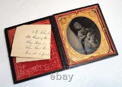 1800's POST MORTEM of Beautiful Baby Girl Ambrotype withQuill Written POEM RARE