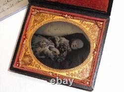 1800's POST MORTEM of Beautiful Baby Girl Ambrotype withQuill Written POEM RARE