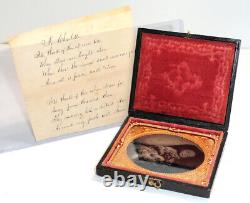 1800's POST MORTEM of Beautiful Baby Girl Ambrotype withQuill Written POEM RARE