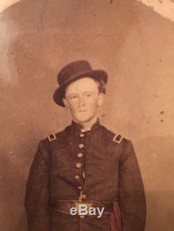 1800s PHOTO OF CIVIL WAR SOLDIER CHAS NAYLOR'S PHILADELPHIA HAND TINTED SWORD