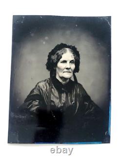 1800s TinType Civil War Photo Rare Full Plate Victorian Women Shiny Dress orig