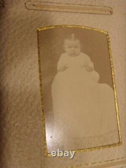 1800s antique civil war era family with 26 photos album velvet gold tone 46146