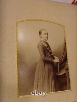 1800s antique civil war era family with 26 photos album velvet gold tone 46146