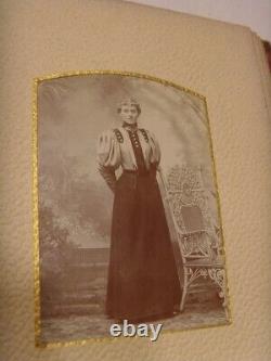 1800s antique civil war era family with 26 photos album velvet gold tone 46146