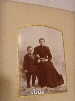 1800s antique civil war era family with 26 photos album velvet gold tone 46146