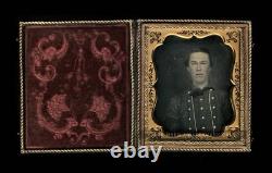 1850s 1/6 Daguerreotype Photo Man In Uniform Miner Or Sailor Pre Civil War Rare