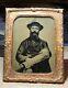 1850s Or Civil War Era Photo Casual Man W Beard Hat Smoking Cigarette In Holder