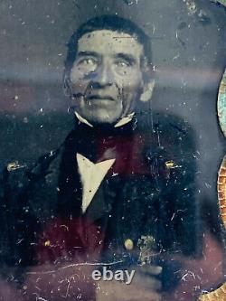 1860 Ruby Red Glass Ambrotype Photo poss Gen James Ekin lincoln trial civil war