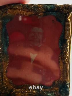 1860 Ruby Red Glass Ambrotype Photo poss Gen James Ekin lincoln trial civil war