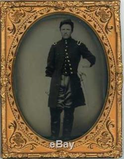 1860's 1/4 Plate Ambro CIVIL War Union Officer Sword- Man & Woman Daguerreotype