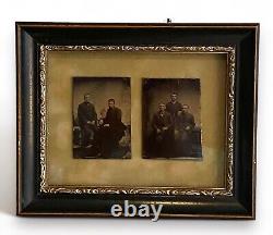 1860's Antique Framed & Mounted Tintype Photo Civil War Brothers Pre/Post War