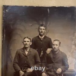 1860's Antique Framed & Mounted Tintype Photo Civil War Brothers Pre/Post War
