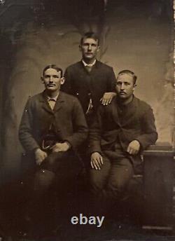 1860's Antique Framed & Mounted Tintype Photo Civil War Brothers Pre/Post War