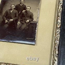 1860's Antique Framed & Mounted Tintype Photo Civil War Brothers Pre/Post War