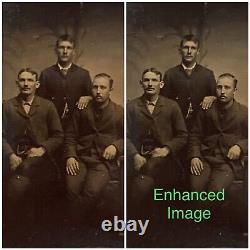 1860's Antique Framed & Mounted Tintype Photo Civil War Brothers Pre/Post War