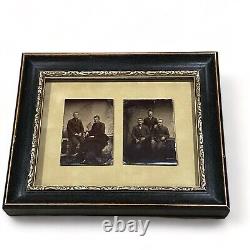 1860's Antique Framed & Mounted Tintype Photo Civil War Brothers Pre/Post War