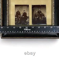 1860's Antique Framed & Mounted Tintype Photo Civil War Brothers Pre/Post War