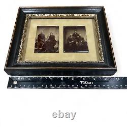 1860's Antique Framed & Mounted Tintype Photo Civil War Brothers Pre/Post War