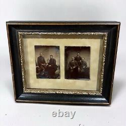 1860's Antique Framed & Mounted Tintype Photo Civil War Brothers Pre/Post War