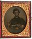 1860's Civil War Ambrotype Photo Of Double Armed Union Army Cavalry Officer