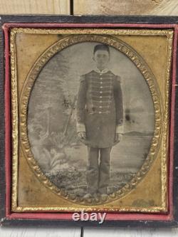 1860's Civil War Musician 1/4 Plate Tin Type Antique Photo
