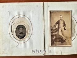 1860s 1870s Photo Album with CDV & Tintype + Civil War Soldier