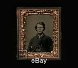 1860s 1/9 Tintype Photo Handsome Young Civil War Soldier