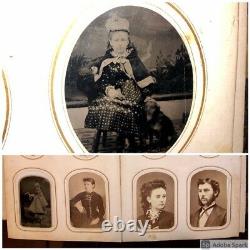 1860s Antique Photo Album Silver Lake Indiana CDV & Tintype Civil War Tax Stamps