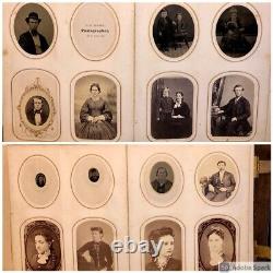 1860s Antique Photo Album Silver Lake Indiana CDV & Tintype Civil War Tax Stamps