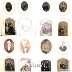 1860s Antique Photo Album Silver Lake Indiana CDV & Tintype Civil War Tax Stamps