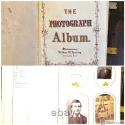 1860s Antique Photo Album Silver Lake Indiana CDV & Tintype Civil War Tax Stamps