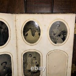 1860s Antique Photo Album Silver Lake Indiana CDV & Tintype Civil War Tax Stamps