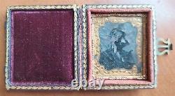1860s BOOK SHAPE MINIATURE PHOTO FRAME antique Civil War era