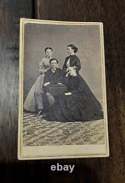 1860s CDV Erie Pennsylvania Group, Woman in Mourning Dress Civil War Tax Stamp