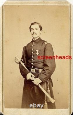 1860s CIVIL WAR SOLDIER CDV PHOTO Pa. Union Officer Sword/Medal Revenue Stamp