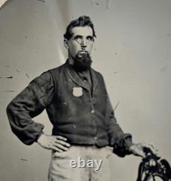 1860s Civil War US Provost Marshal Policeman wearing badge tintype photograph